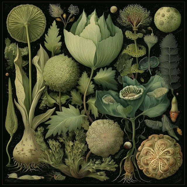 Set of 15 - 90' X 54' Evergreen Organic Modern Gallery Wall Installation Botanical Prints - Dark Green, Unframed For Sale - Image 10 of 17
