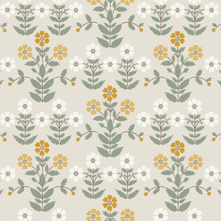 SAMPLE - Boråstapeter Sippor Wallpaper In Ochre And Stone For Sale