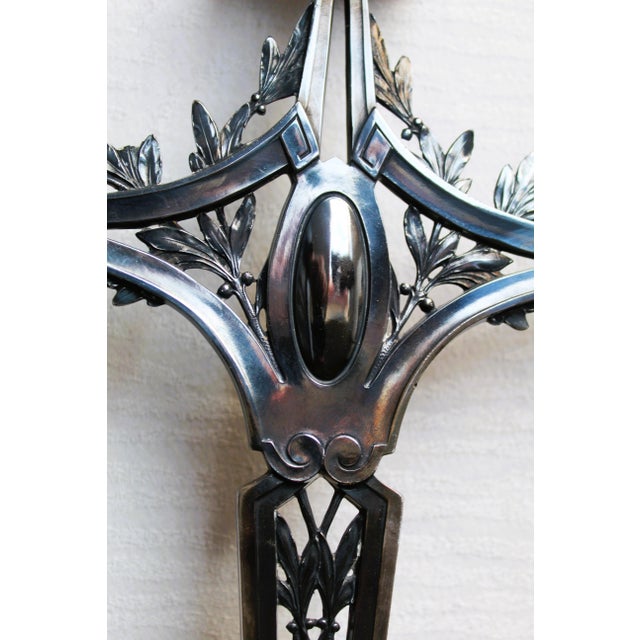 Black Antique Kayserzinn Three-Light Candlestick, 1890s For Sale - Image 8 of 15