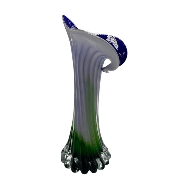 Blue and Green Murano Glass Flower Vase, 1960s For Sale - Image 3 of 5