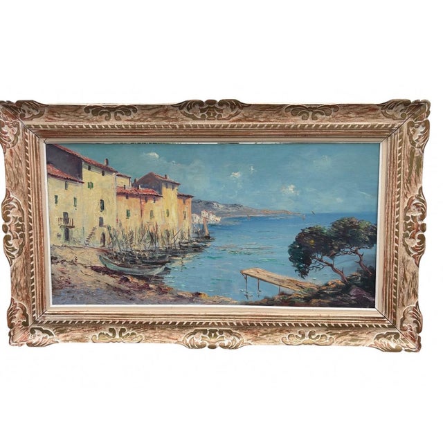 Eugene Delestre, A View of the Port, 1890s-1910s, Oil on Canvas, Framed For Sale - Image 4 of 4