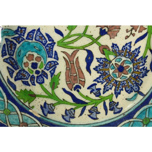 Ceramic Iznik Pottery Ottoman Empire Turkey Large Plate Charger 11.5" For Sale - Image 7 of 18