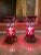 Antique Cranberry Crystal Table Lamps - Pair This pair of ornate cranberry glass electric table lamps would bring a unique...