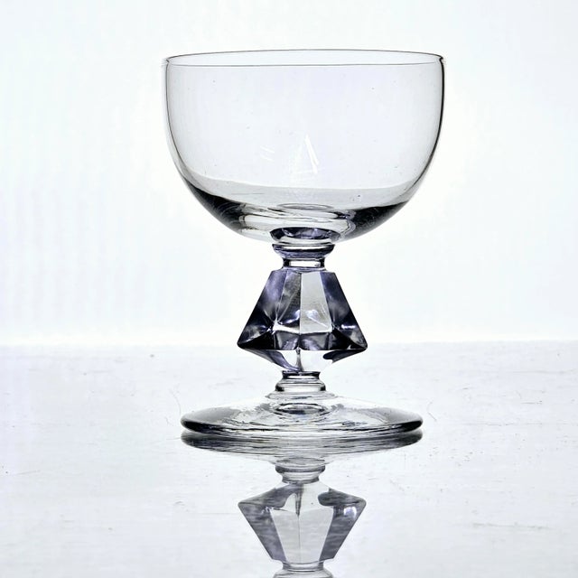 Glass Set of Six Bryce Aquarius #961 Faceted Stem Cordial Glasses For Sale - Image 7 of 12