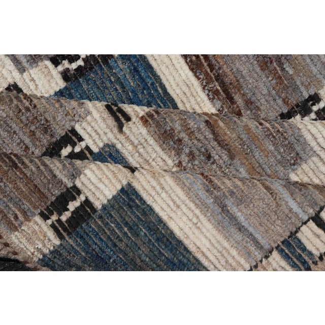 Modern Rug in Wool With Sub-Geometric Modern Tribal Design in Multicolor For Sale - Image 10 of 11