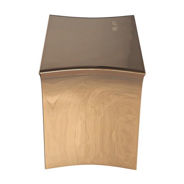 Art Deco "Alphacute" Side Table With Bronze, Handmade For Sale - Image 3 of 6