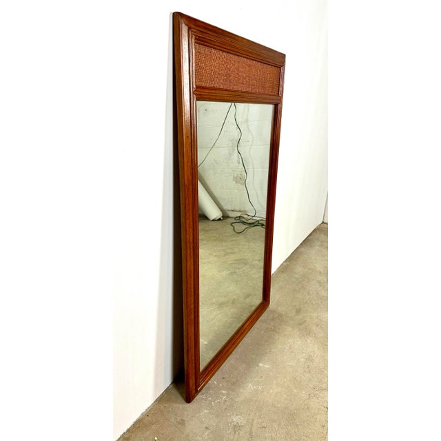 Drexel Vintage Drexel Mid Century Modern / Campaign “Passage” Collection Campaign Wall Mirror For Sale - Image 4 of 11