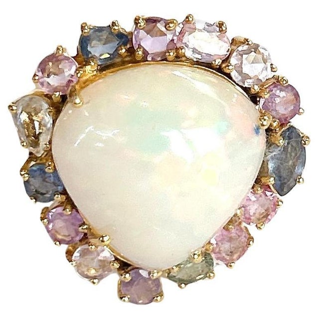 Bochic "Orient" Opal & Fancy Multi Color Pastel Sapphires In 18K Gold & Silver For Sale - Image 15 of 18