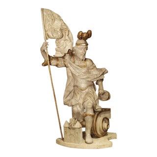 Antique Carved and Painted Statue of St. Florian. Austria, Circa 1700 For Sale