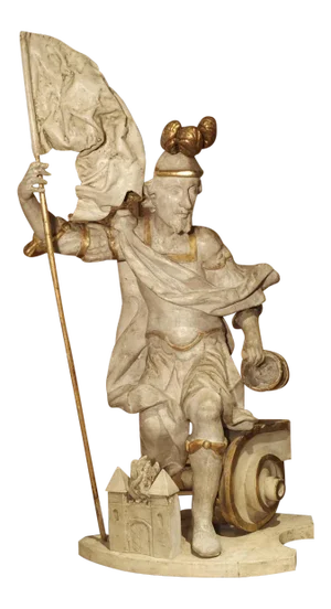 Antique Carved and Painted Statue of St. Florian. Austria, Circa 1700