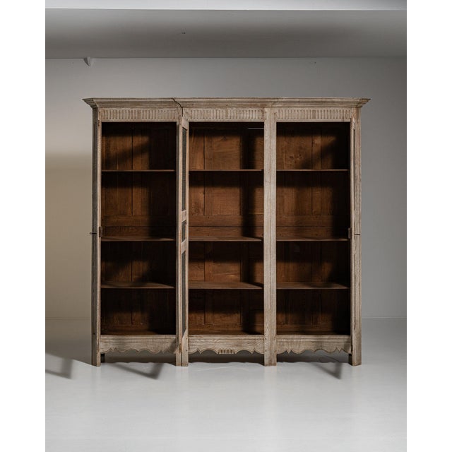 1840-1849 France Weathered Whitewash Cerused Oak Mesh-Front Cabinet For Sale In Greensboro - Image 6 of 11