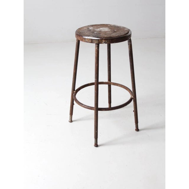 Vintage Industrial Metal Stool For Sale - Image 4 of 10