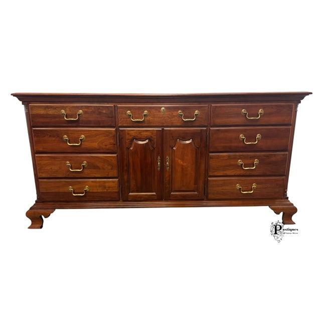 Vintage Jamestown Sterling Chippendale Style Mahogany Triple Dresser & Mirror For Sale - Image 10 of 12