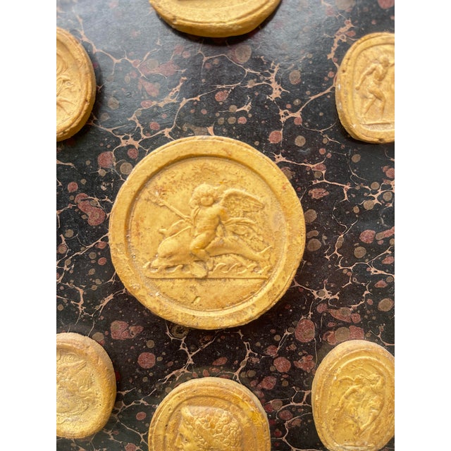 Classical 1880s Pine Frame With Grand Tour Intaglios on Georgian Oiled Paper For Sale - Image 6 of 7