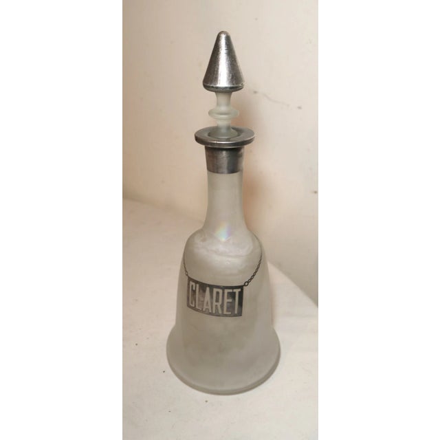 Antique Sterling Silver Overlay Frosted Glass Liquor Wine Claret Decanter Bottle For Sale - Image 4 of 10
