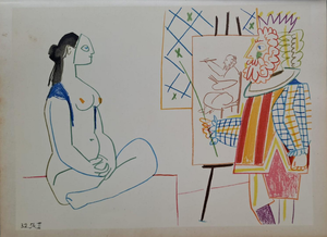 Pablo Picasso, The Masked Nude Woman and the King, 1954, Lithograph