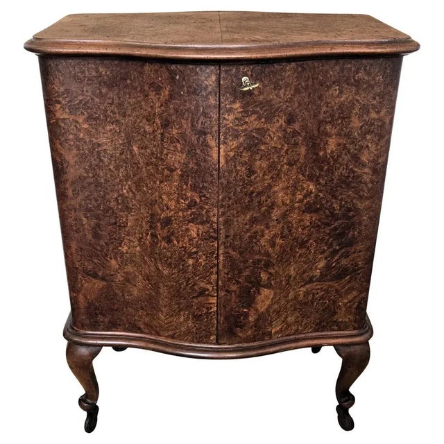Mid-Century Italian Art Deco Style Burl Wood Dry Bar Cabinet, 1950s For Sale - Image 10 of 10