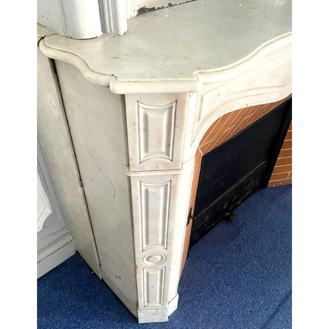 Louis XV Style Pompadour Fireplace in White Carrara Marble For Sale - Image 6 of 10