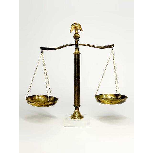 Mid century scale of justice - great office or bookshelf decor 16" x 5" x 16"
