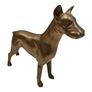 Vintage Brass Doberman Pitcher Dog For Sale