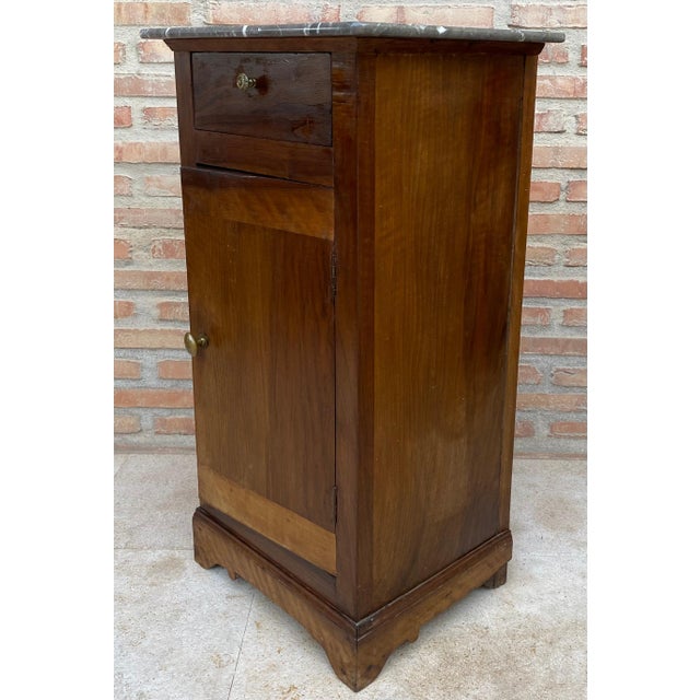 20th Century Biedermeier Nightstand with Marble Top & One-Drawer & Door, 1900s For Sale - Image 4 of 18