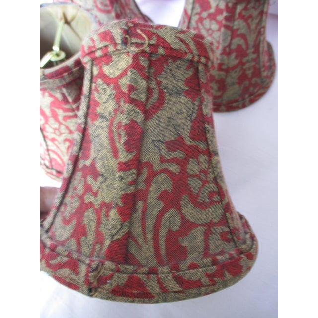 Vintage 1990s Red & Gold With Lion Design Chandelier Lamp Shades - Set of 4 For Sale - Image 10 of 10