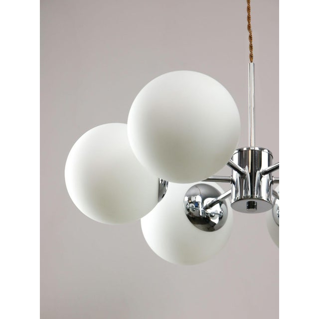 Space Age Italian Chrome and Opaline Chandelier, 1970s For Sale - Image 16 of 18