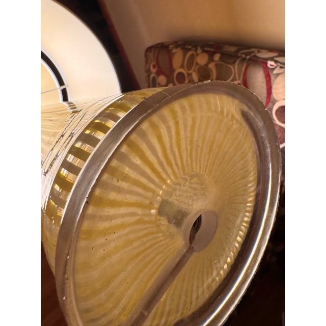 Vintage Italian Murano Glass Table Lamp – Ribbed Yellow Blown Glass With Shade For Sale In Portland, OR - Image 6 of 12