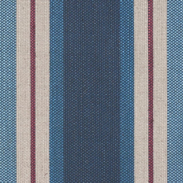 2020s Schumacher Double Face Stripes Fabric In Denim Rosé For Sale - Image 5 of 6