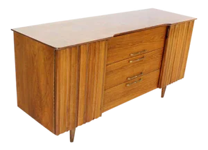 20th Century Danish Modern Long Walnut Dresser