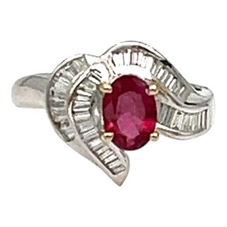0.98 Ct Ruby & Diamond Ring Size 6.5 For Sale