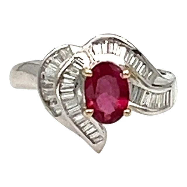 1.88 Ct Ruby & Diamond Ring Size 6.5 For Sale
