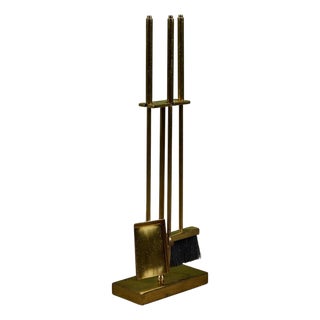 Brass Fireplace Tool Set For Sale