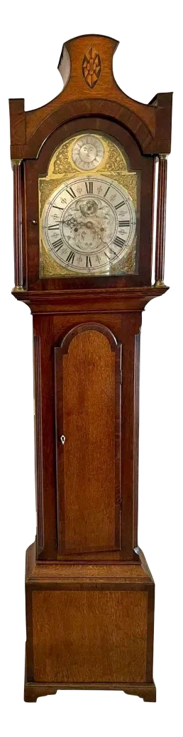 Antique George III Quality Eight Day Brass Face Oak Longcase Clock