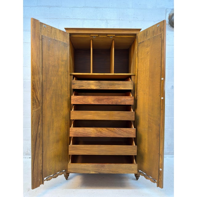 Unique Vintage Two-Door Mid-Century Modern Oak Wardrobe For Sale - Image 10 of 14