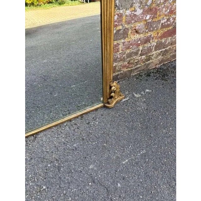Large Antique English Gilt Arched Top Overmantle Mirror, 19th Century For Sale - Image 4 of 8