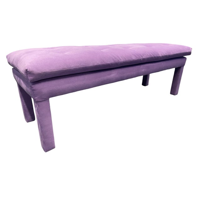1980s Vintage Purple Upholstered Parsons Bench For Sale - Image 9 of 12