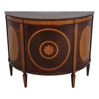 Baker Mahogany Historic Charleston Inlaid Demilune Server For Sale