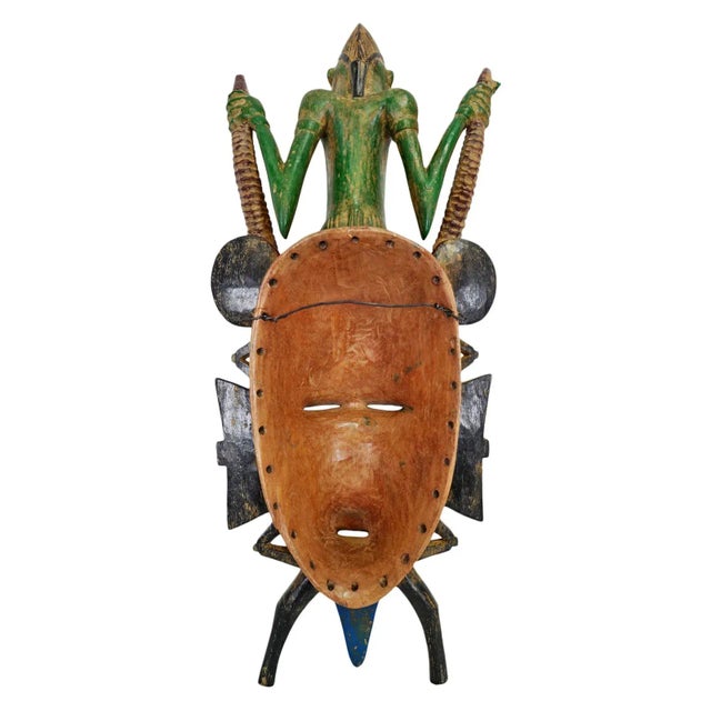 Vintage Colorful Zoomorphic South African Mask For Sale - Image 4 of 4