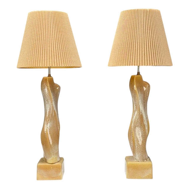 Yasha Heifetz Style, Ceramic, Abstract Table Lamps, Usa, 1960s For Sale