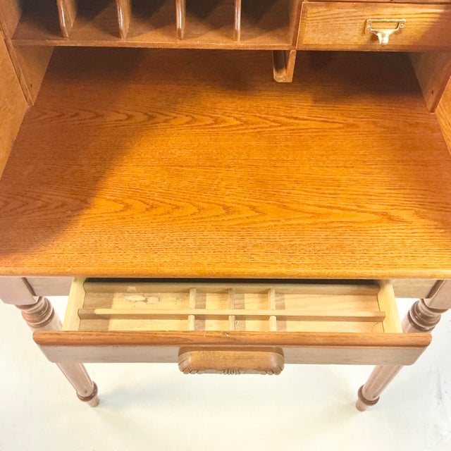 Mid-Century Boho Chic Farmhouse Small Rolltop Desk. For Sale - Image 12 of 14