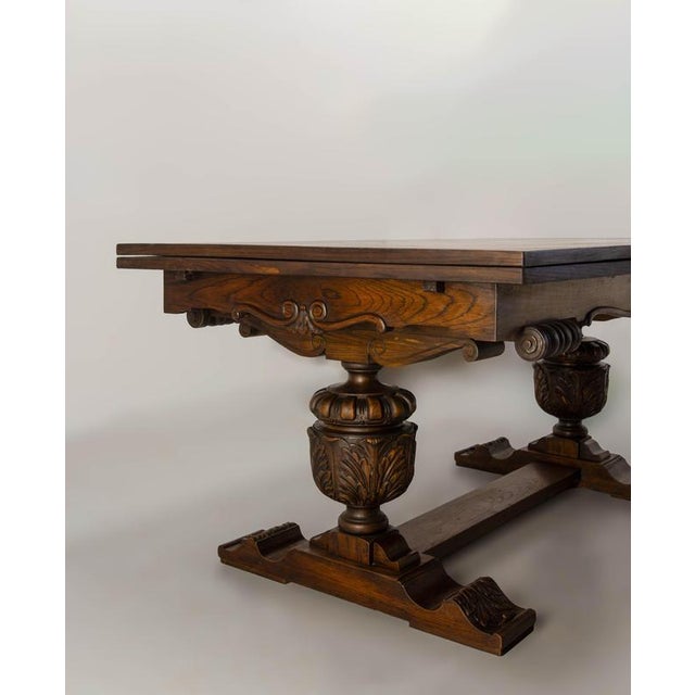 1950s Vintage Spanish Dining Table in Carved Oak, 1950 For Sale - Image 5 of 13