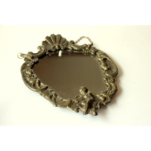 1950s Beautifull Small Brass Wall Mirror For Sale - Image 4 of 8