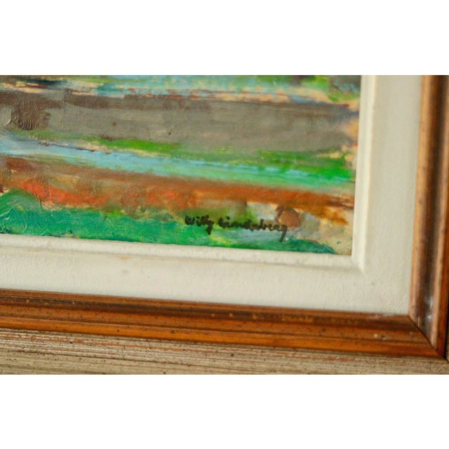 Willy Lindeberg, Coastal Town, 1960s, Oil on Panel For Sale - Image 10 of 11