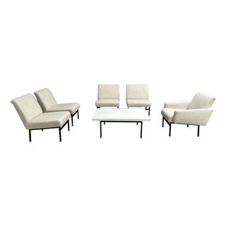 Mid-Century Modern Chairs and Coffee Table, 1960s, Set of 6 For Sale