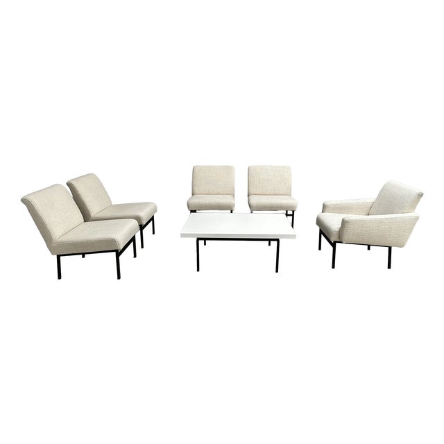 Mid-Century Modern Chairs and Coffee Table, 1960s, Set of 6 For Sale