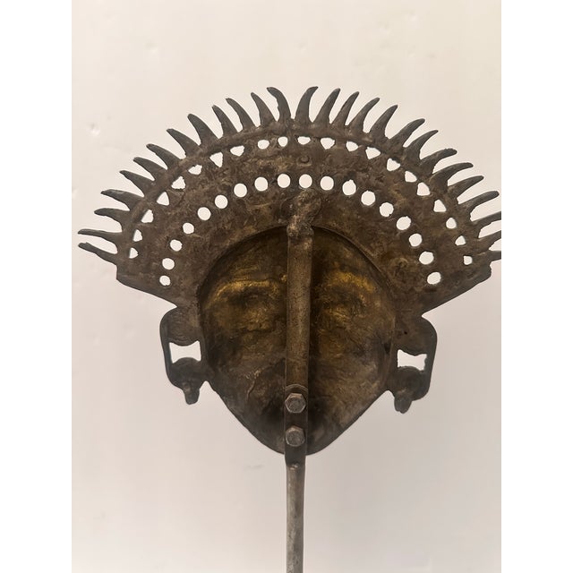 Vintage Tribal Face Sculpture on Base For Sale - Image 11 of 12