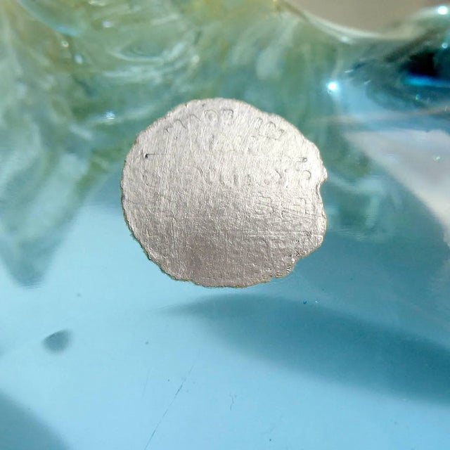 Mid 20th Century Vintage Murano Sommerso Blue Gold Flecks Butterfly Italian Art Glass Decorative Leaf Shape Bowl For Sale - Image 5 of 6