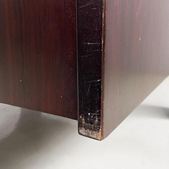 Set of Italian Modern Red Velvet and Wood Armchairs by Claudio Salocchi for Sormani, 1970s For Sale - Image 15 of 18