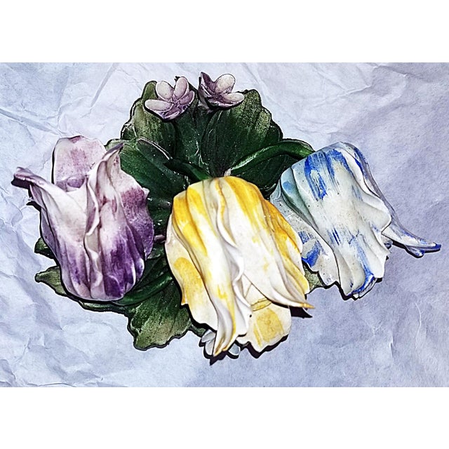 Traditional 1950s Capodimante Porcelain Floral Basket For Sale - Image 3 of 6